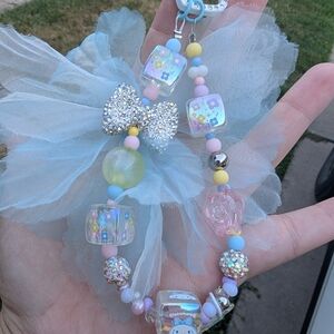Pastel Beaded Keychain with Bow